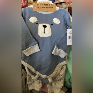Baby Essentials Blue and White Bear Bodysuit